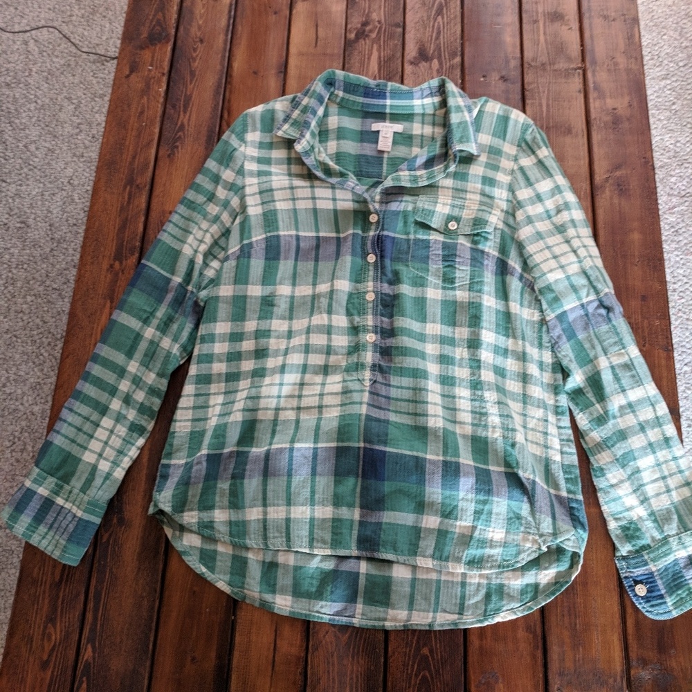 J.Crew soft plaid popover